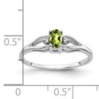 14K White Gold 5x 3mm Oval Peridot and AA Diamond Ring view 2