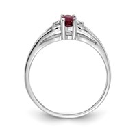 14K White Gold 5x3mm Oval Ruby and AA Diamond Ring view 2