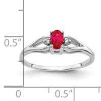 14K White Gold 5x3mm Oval Ruby and AA Diamond Ring view 3