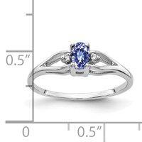 14K White Gold 5x 3mm Oval Tanzanite and AA Diamond Ring view 2