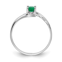 14K White Gold 6x4mm Oval Emerald Ring view 2