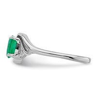 14K White Gold 6x4mm Oval Emerald Ring view 3