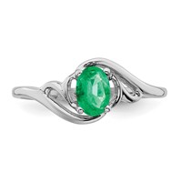 14K White Gold 6x4mm Oval Emerald Ring view 5