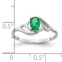 14K White Gold 6x4mm Oval Emerald Ring view 4