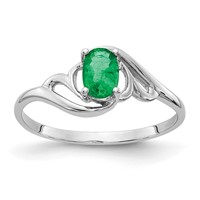 14K White Gold 6x4mm Oval Emerald Ring view 1