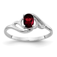 14K White Gold 6x 4mm Oval Garnet Ring view 1