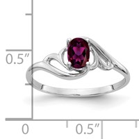 14K White Gold 6x 4mm Oval Rhodolite Garnet Ring view 2