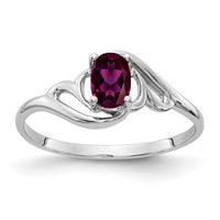 14K White Gold 6x 4mm Oval Rhodolite Garnet Ring view 1