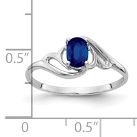 14K White Gold 6x4mm Oval Blue Sapphire Ring view 2