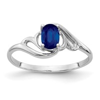 14K White Gold 6x4mm Oval Blue Sapphire Ring view 1