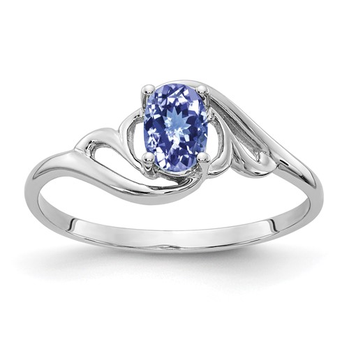 14K White Gold 6x 4mm Oval Tanzanite Ring