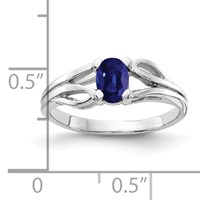 14K White Gold 6x 4mm Oval Blue Sapphire Ring view 2