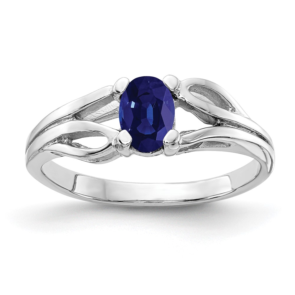 14K White Gold 6x 4mm Oval Blue Sapphire Ring