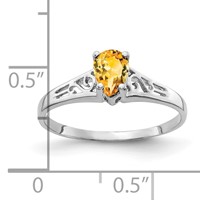 14K White Gold 6x4mm Pear Citrine Filigree Ring view 2
