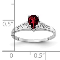 14K White Gold 6x 4mm Pear Garnet Filigree Ring view 2