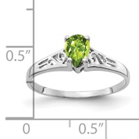14K White Gold 6x4mm Pear Peridot Filigree Ring view 2