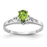 14K White Gold 6x4mm Pear Peridot Filigree Ring view 1