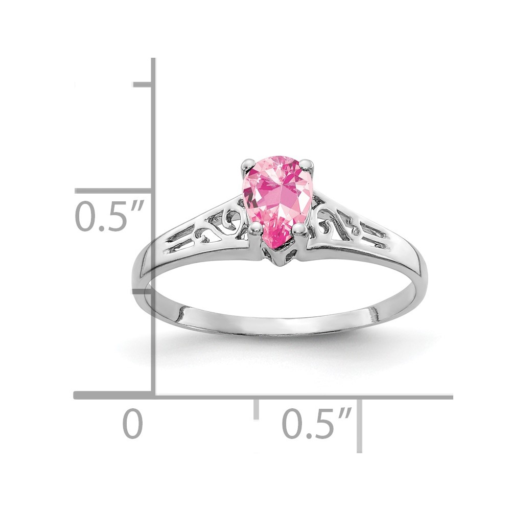 14k White Gold 6x4mm Pear Pink Tourmaline ring (Y2101PT)