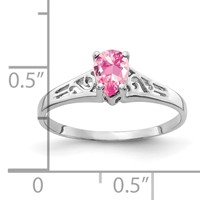 14K White Gold 6x 4mm Pear Pink Tourmaline Filigree Ring view 2