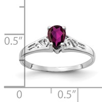 14K White Gold 6x 4mm Pear Rhodolite Garnet Filigree Ring view 2