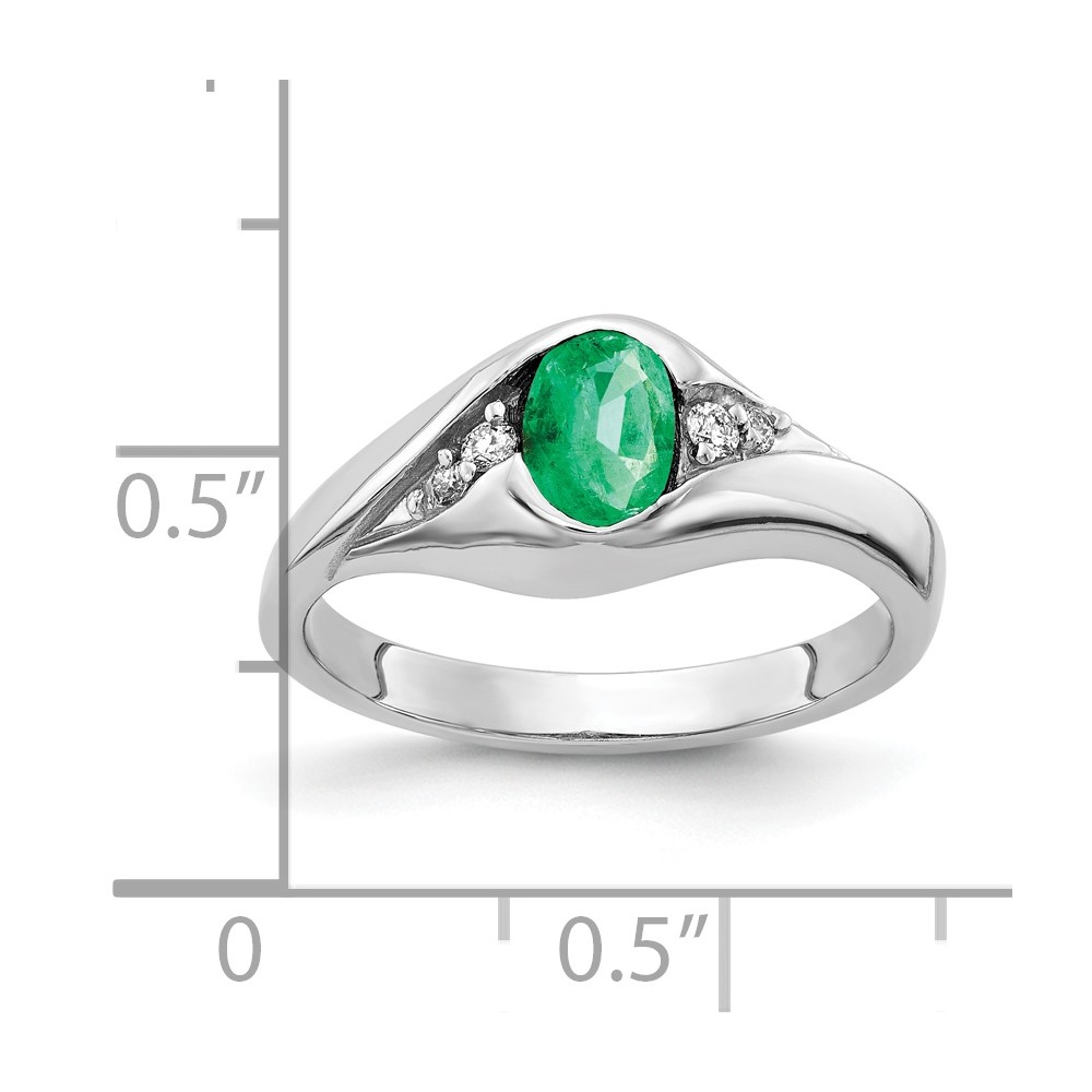 14k White Gold 6x4mm Oval Emerald AA Diamond ring (Y2107E/AA)