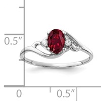 14K White Gold 6x4mm Oval Lab-Created Ruby and Aaa Diamond Ring view 2