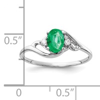 14K White Gold 6x4mm Oval Emerald and a Diamond Ring view 2