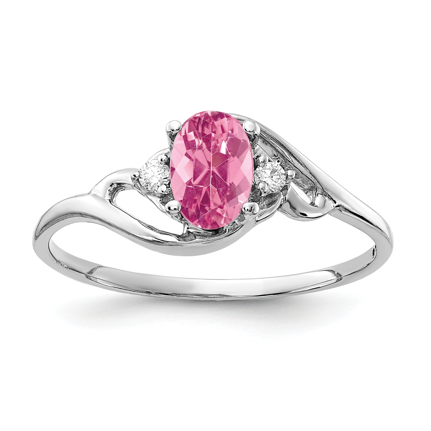 14k White Gold 6x4mm Oval Pink Tourmaline AA Diamond ring (Y2149PT/AA)