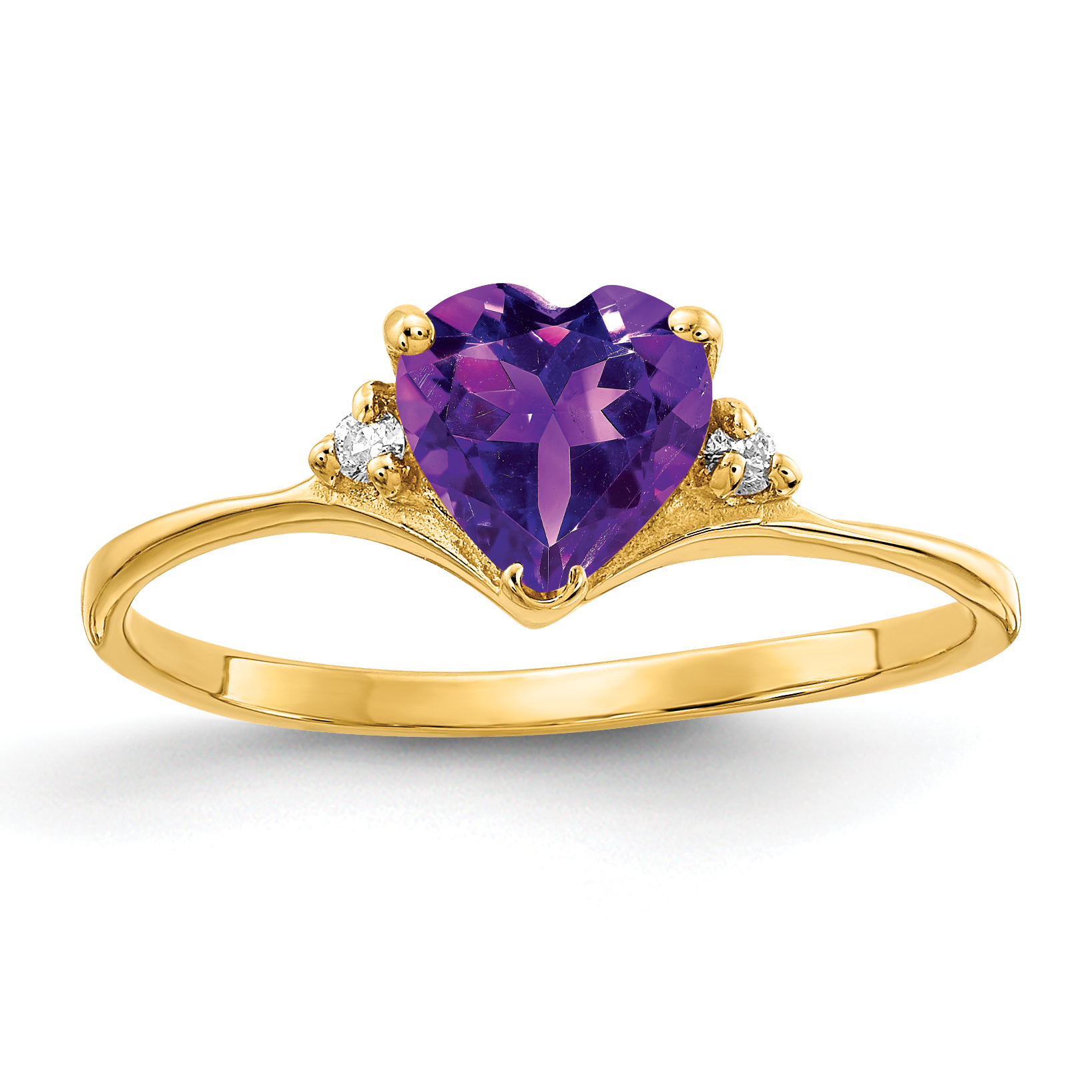14k 6mm Heart Amethyst AA Diamond ring (Y2185AM/AA)