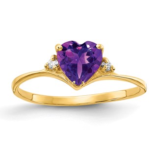 6mm Heart Gemstone & Diamond rings