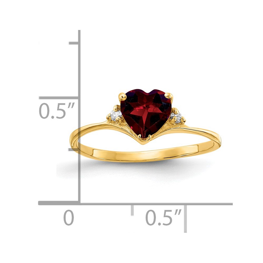 14k 6mm Heart Garnet AA Diamond ring (Y2185GA/AA)
