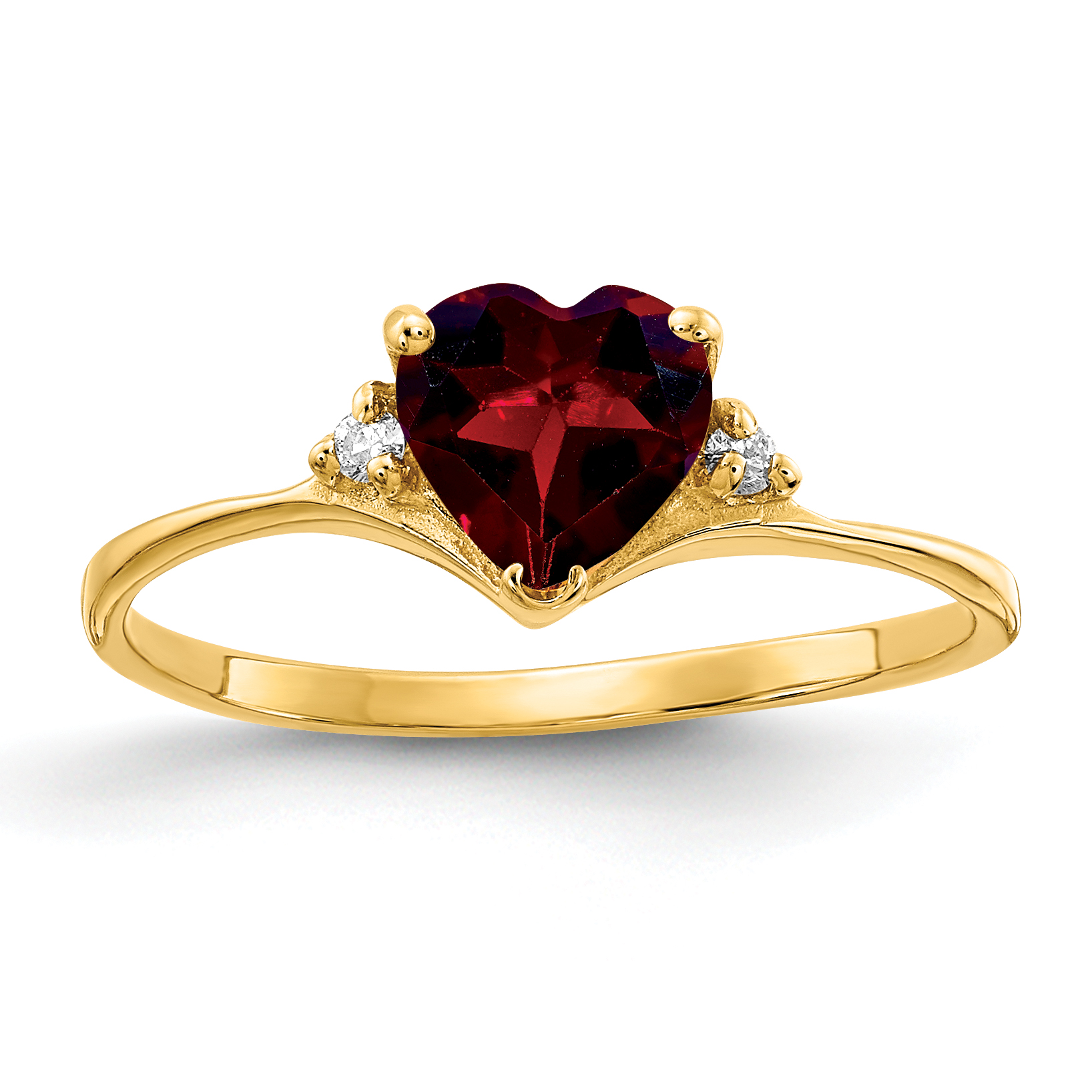 14k 6mm Heart Garnet AA Diamond ring (Y2185GA/AA)