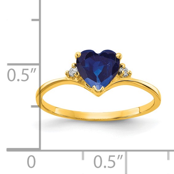 14k 6mm Heart Sapphire AA Diamond ring