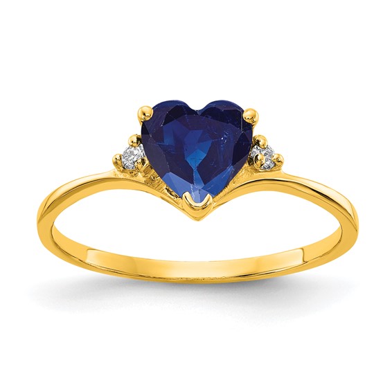 14k 6mm Heart Sapphire AA Diamond ring