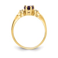 14K 5mm Yellow Gold Heart Amethyst and VS Diamond Ring view 2