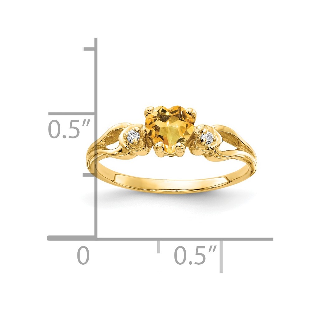 14k 5mm Heart Citrine A Diamond ring (Y2186CI/A)