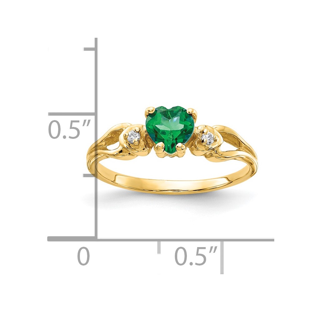14k 5mm Heart Emerald AA Diamond ring (Y2186E/AA)
