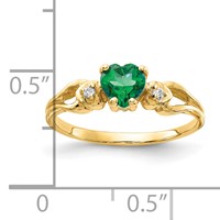 14K 5mm Heart Emerald and VS Diamond Ring view 2