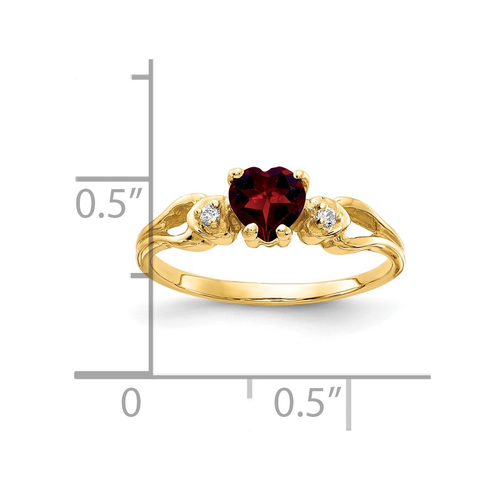 14k 5mm Heart Garnet AA Diamond ring (Y2186GA/AA)