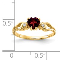14K 5mm Heart Garnet and a Diamond Ring view 2