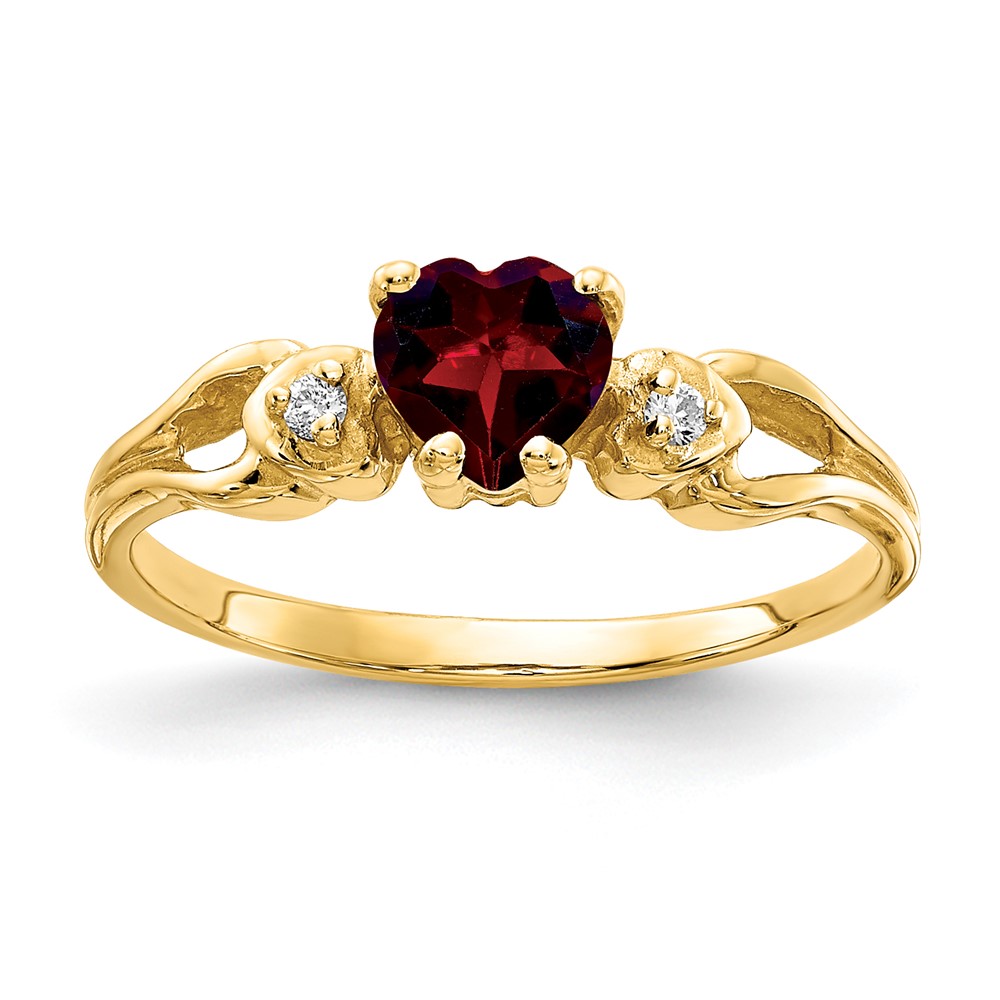 14K 5mm Heart Garnet and a Diamond Ring