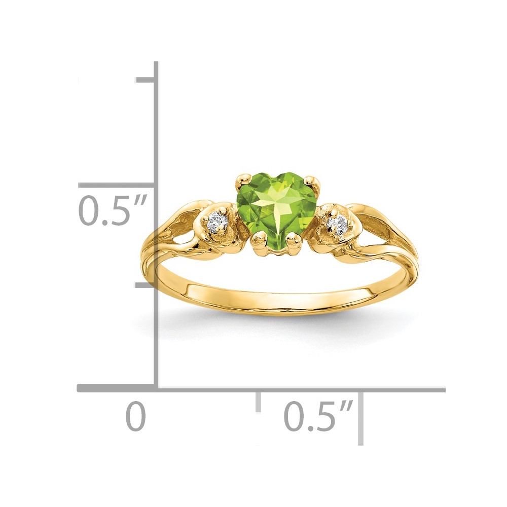 14k 5mm Heart Peridot AA Diamond ring (Y2186PE/AA)