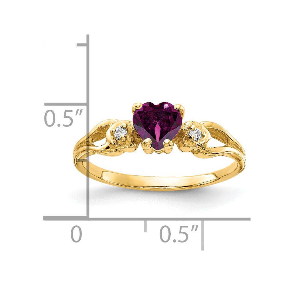 14k 5mm Heart Rhodolite Garnet AA Diamond ring (Y2186RG/AA)
