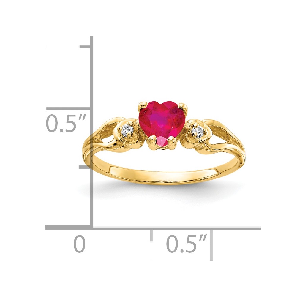 14k 5mm Heart Ruby AA Diamond ring (Y2186R/AA)
