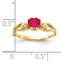 14K 5mm Yellow Gold Heart Ruby and Aaa Diamond Ring view 2