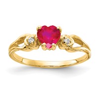 14K 5mm Yellow Gold Heart Ruby and Aaa Diamond Ring view 1