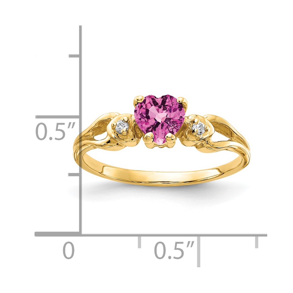 14k 5mm Heart Pink Sapphire AA Diamond ring (Y2186SP/AA)