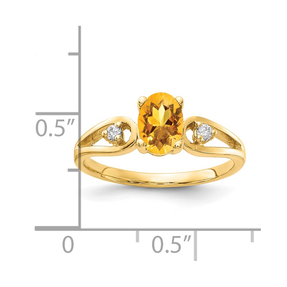 14k 7x5mm Oval Citrine AA Diamond ring (Y2189CI/AA)