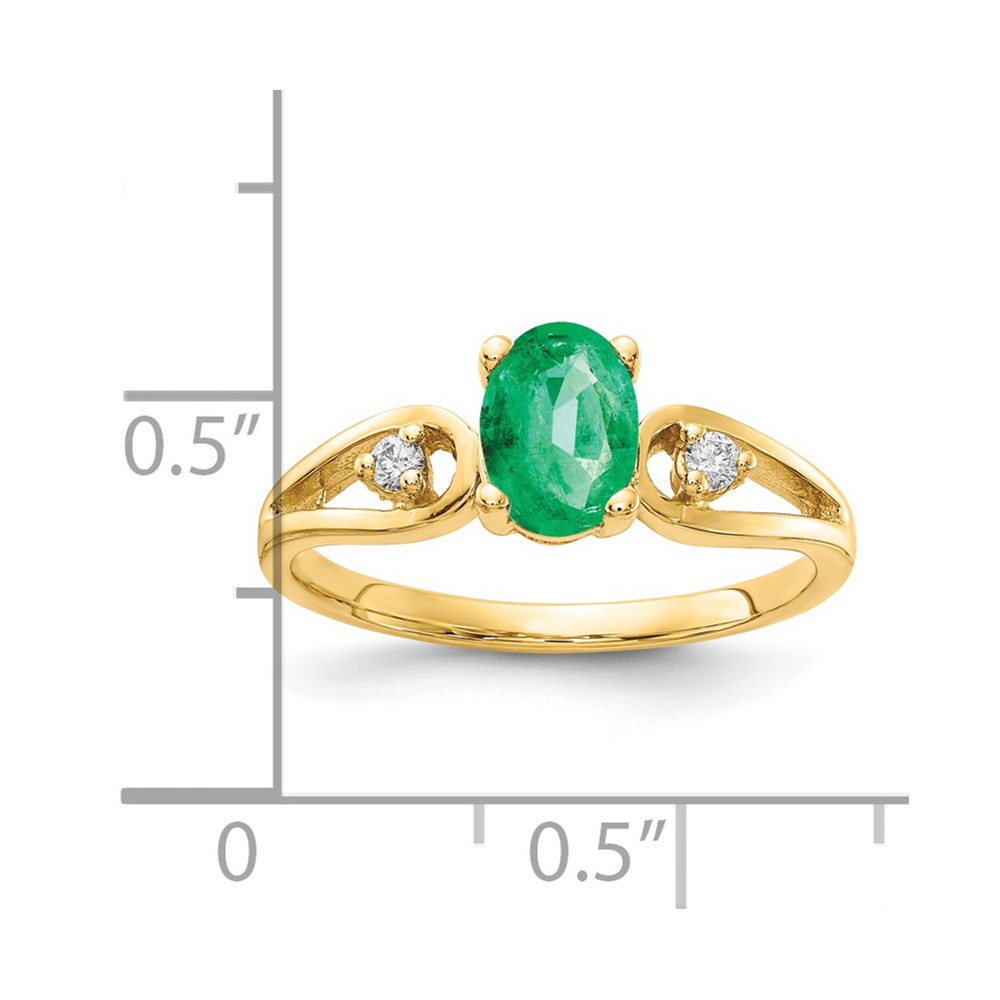 14k 7x5mm Oval Emerald AA Diamond ring (Y2189E/AA)