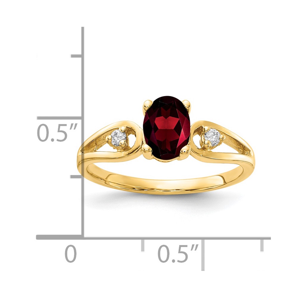 14k 7x5mm Oval Garnet AA Diamond ring (Y2189GA/AA)